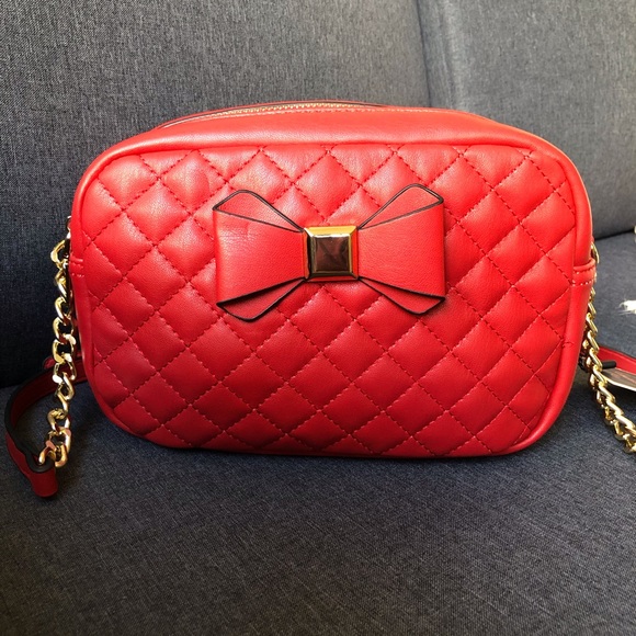 Diophy Handbags - Red Quilted Purse with Bow-Brand New With Tags